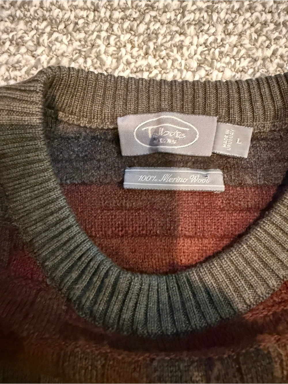 Vintage Talbots Multicolor Geometric Pattern Wool Sweater